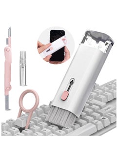 7 in 1 Electronic Cleaner Kit, Multifunction Keyboard Brush, Portable Computer Cleaner Kit with 3 in 1 Airpods Cleaner Pen, Keyboard Brush, Keycap Buckle, Spray Bottle and Screen Cleaning Flannelette