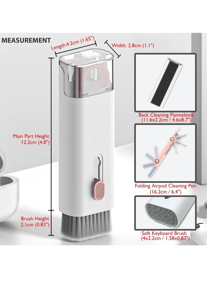 ELTRAZONE - 7 in 1 Electronic Cleaner Kit, Multifunction Keyboard Brush, Portable Computer Cleaner Kit with 3 in 1 Airpods Cleaner Pen, Keyboard Brush, Keycap Buckle, Spray Bottle and Screen Cleaning Flannelette - Image 1
