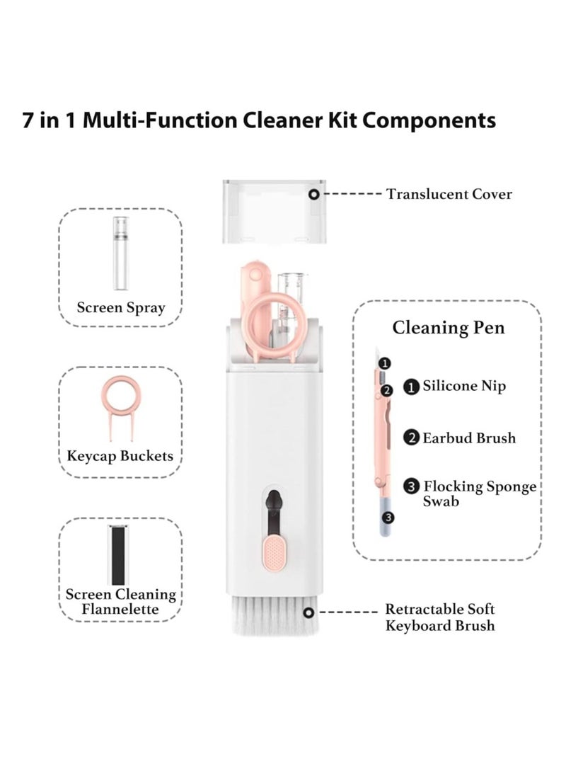 ELTRAZONE - 7 in 1 Electronic Cleaner Kit, Multifunction Keyboard Brush, Portable Computer Cleaner Kit with 3 in 1 Airpods Cleaner Pen, Keyboard Brush, Keycap Buckle, Spray Bottle and Screen Cleaning Flannelette - Image 1