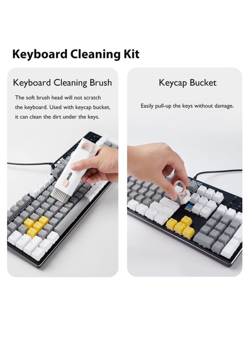 ELTRAZONE - 7 in 1 Electronic Cleaner Kit, Multifunction Keyboard Brush, Portable Computer Cleaner Kit with 3 in 1 Airpods Cleaner Pen, Keyboard Brush, Keycap Buckle, Spray Bottle and Screen Cleaning Flannelette - Image 1