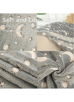 Teuuea Glow in the Dark Blanket for Kids, 150x120CM, Throw Blankets Super Cozy Warm Plush Soft Flannel Blanket Girls Boys Birthday Gifts (Grey)  - Image 3