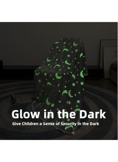 Teuuea Glow in the Dark Blanket for Kids, 150x120CM, Throw Blankets Super Cozy Warm Plush Soft Flannel Blanket Girls Boys Birthday Gifts (Grey)  - Image 2