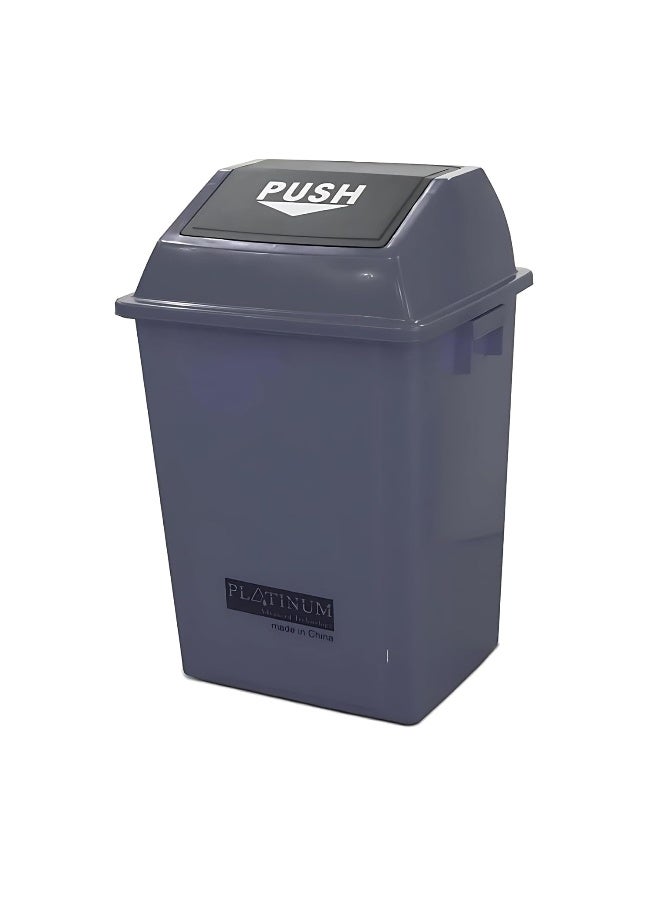 AKC سلة نفايات بلاستيكية مربعة بغطاء دفع بلاتينيوم – 25 لتر-40 لتر-60 لتر-100 لتر – سلة مهملات متينة ملونة للمكتب، التجاري، المنزل – تصميم موفر للمساحة – أزرق، أحمر، أخضر، أصفر، رمادي (رمادي، 40 لتر)