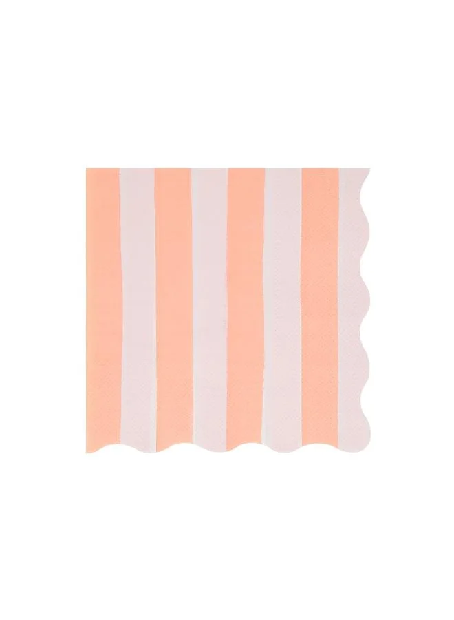 Meri Meri  Pastel Stripe Large Napkins - Pack of 16, 4 Colorways with Wavy Edges, 3-Ply Paper Party Napkins for Garden Parties, Picnics, Baby Showers, Birthday Tableware, Spring Celebrations  | Best Price UAE