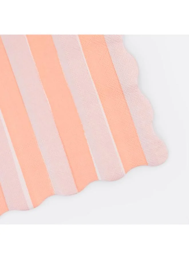 Meri Meri  Pastel Stripe Large Napkins - Pack of 16, 4 Colorways with Wavy Edges, 3-Ply Paper Party Napkins for Garden Parties, Picnics, Baby Showers, Birthday Tableware, Spring Celebrations  | Best Price UAE