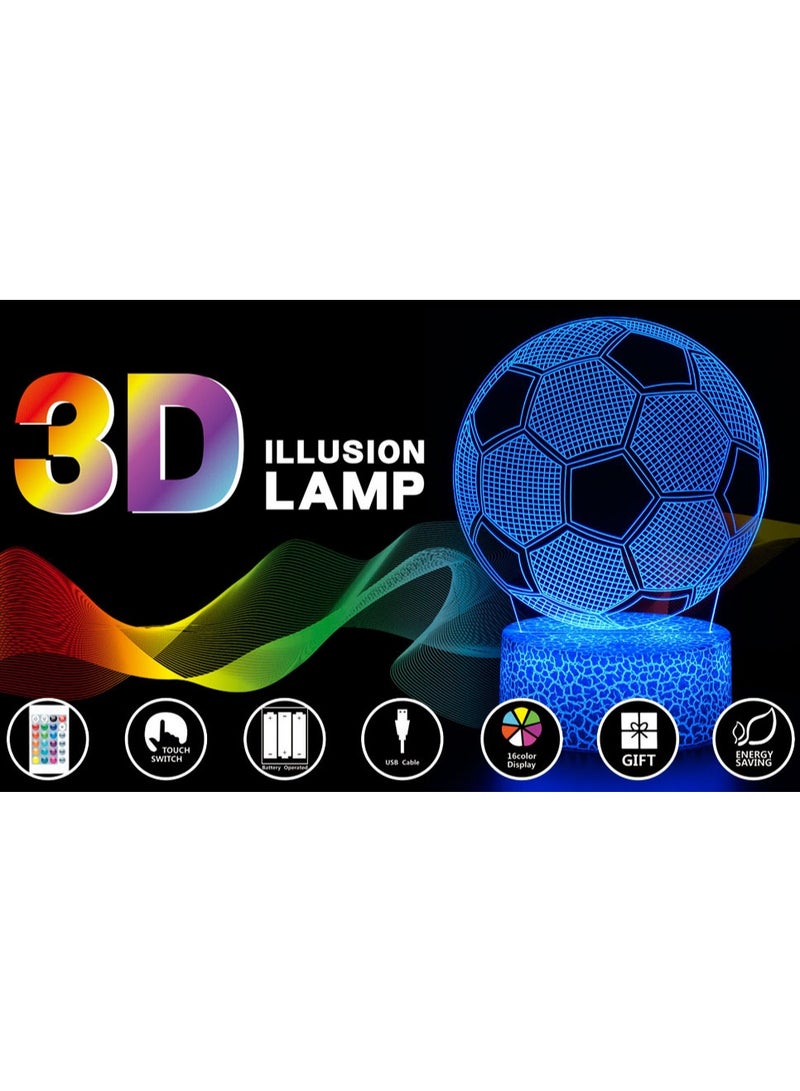 Furtey Football Gifts for Boys Kids Girls, Football Night Light, 3D Illusion Lamp with 16 Colors Change Remote Control, Creative Birthday Gift Sports Fans Toys - Image 4