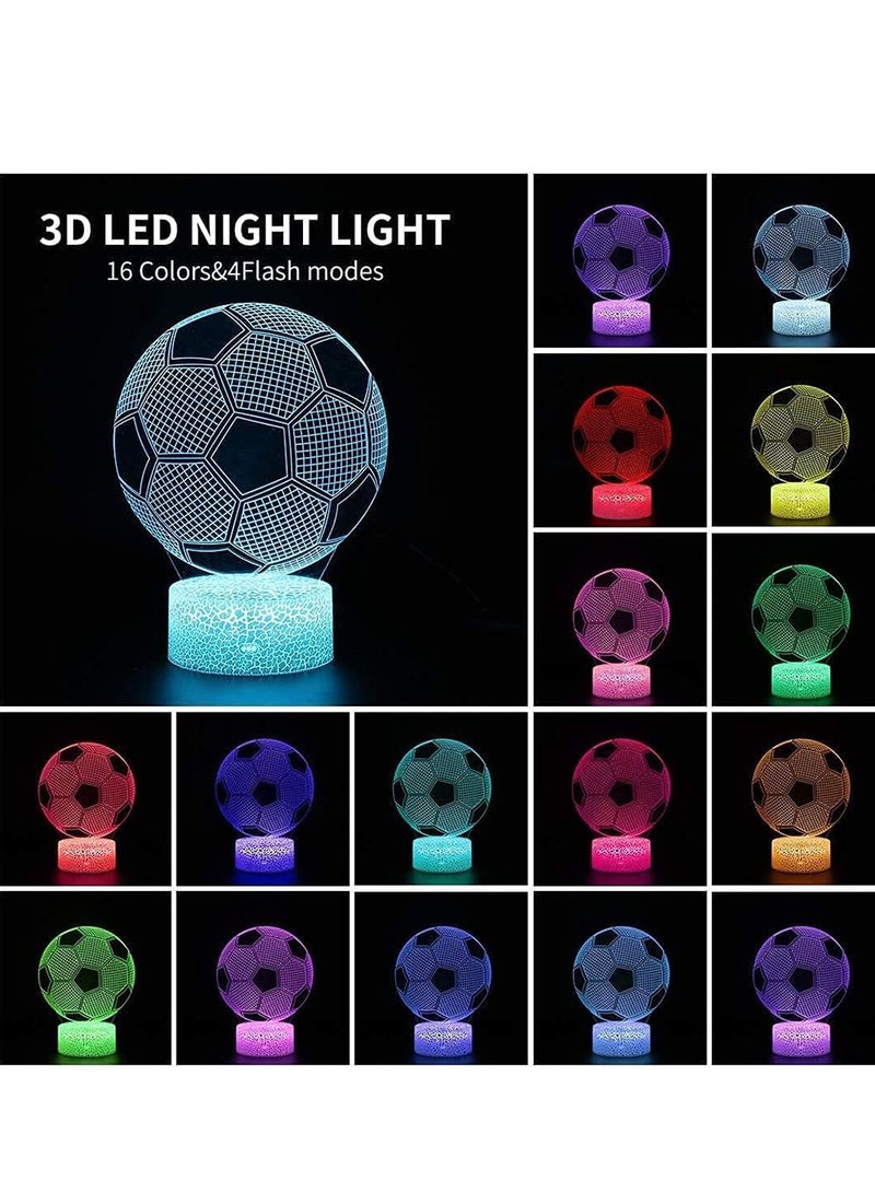 Furtey Football Gifts for Boys Kids Girls, Football Night Light, 3D Illusion Lamp with 16 Colors Change Remote Control, Creative Birthday Gift Sports Fans Toys - Image 2