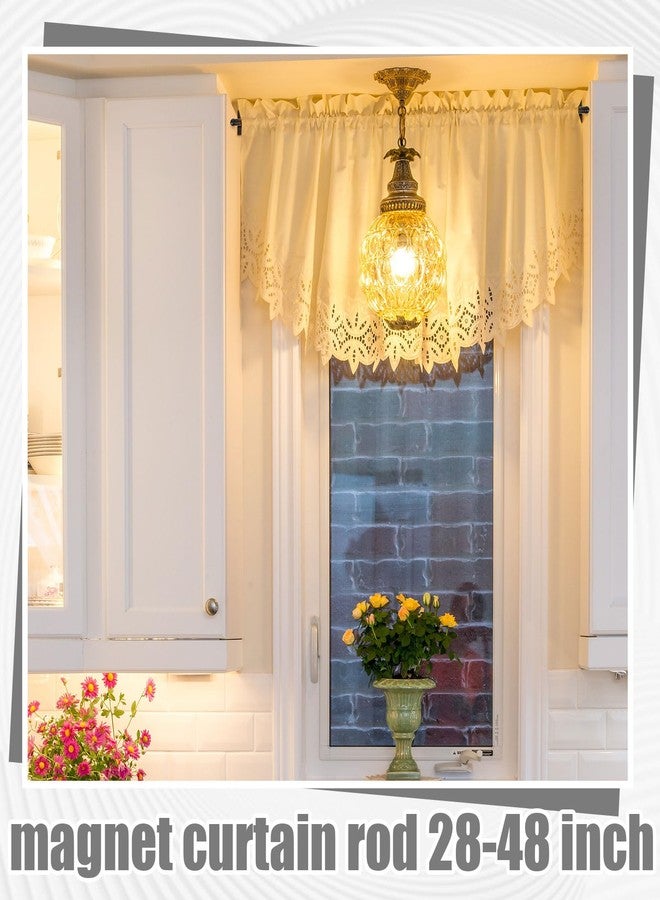 Yaocom 2 Pcs Magnetic Curtain Rods for Metal Door 28 to 48 Inch, 1/2" Multi-use Adjustable Appliance Magnetic Rod for Window Frames, Cabinets, Refrigerators, Dishwashers(Black,Style 1) - Image 5