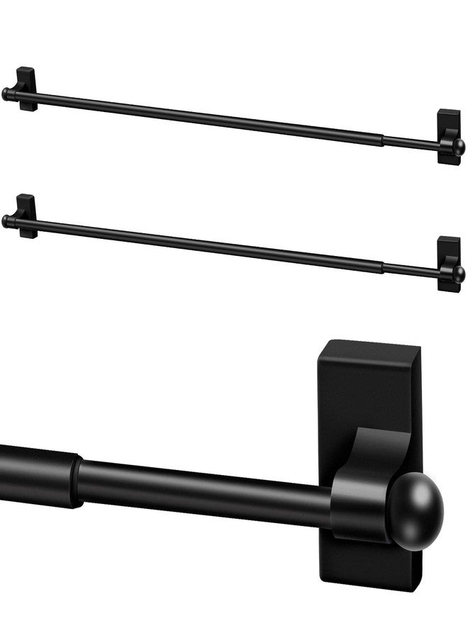 Yaocom 2 Pcs Magnetic Curtain Rods for Metal Door 28 to 48 Inch, 1/2" Multi-use Adjustable Appliance Magnetic Rod for Window Frames, Cabinets, Refrigerators, Dishwashers(Black,Style 1) - Image 1