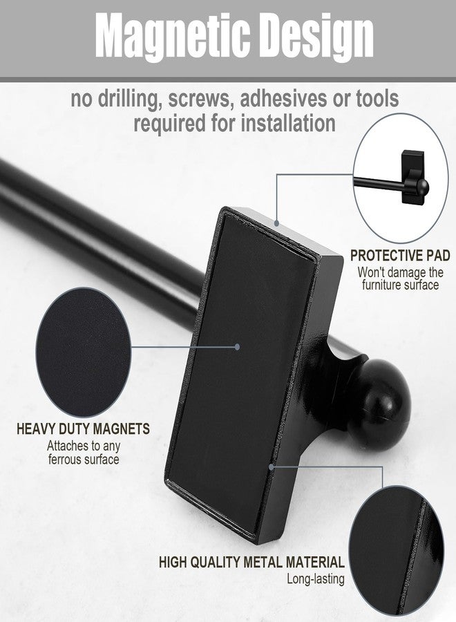Yaocom 2 Pcs Magnetic Curtain Rods for Metal Door 28 to 48 Inch, 1/2" Multi-use Adjustable Appliance Magnetic Rod for Window Frames, Cabinets, Refrigerators, Dishwashers(Black,Style 1) - Image 3