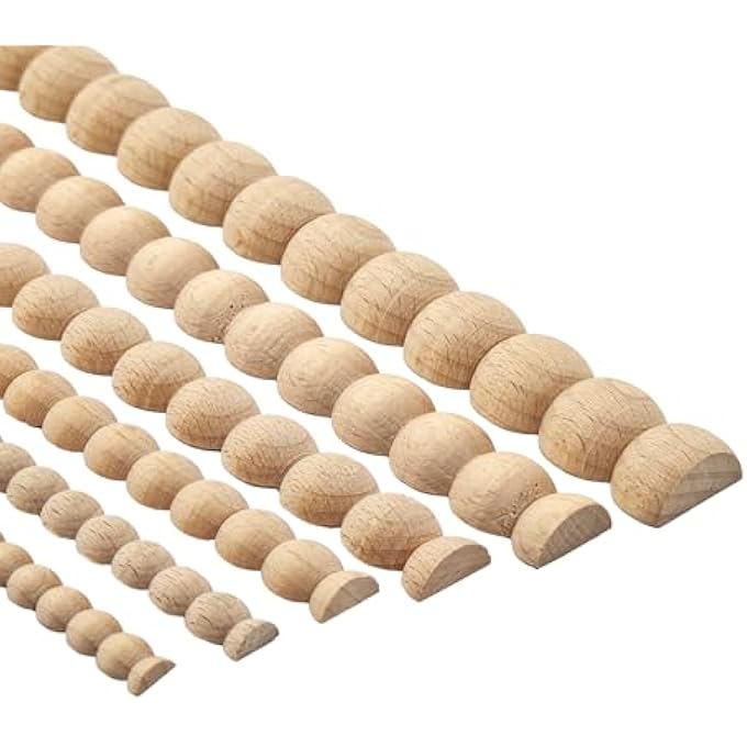 UNFINISHED WOOD BEAD TRIM, 15 PACK DECORATIVE HALF-ROUND BEAD MOLDING, 15 3/4" L X 15/16" DIA (400 MM X 24 MM), EASY-TO-PAINT DIY KITS FOR WALL, CABINET, SHELF, TABLE, WINDOW&DOOR DECORATION - Image 2