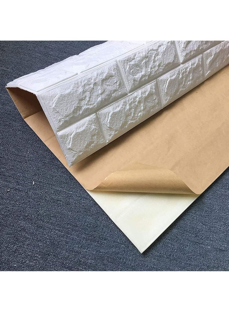 LINGWEI 3D Wall Sticker Self Adhesive Wall Panels Waterproof PE Foam White Wallpaper for Living Room TV Wall and Home Decor 5pcs - Image 5