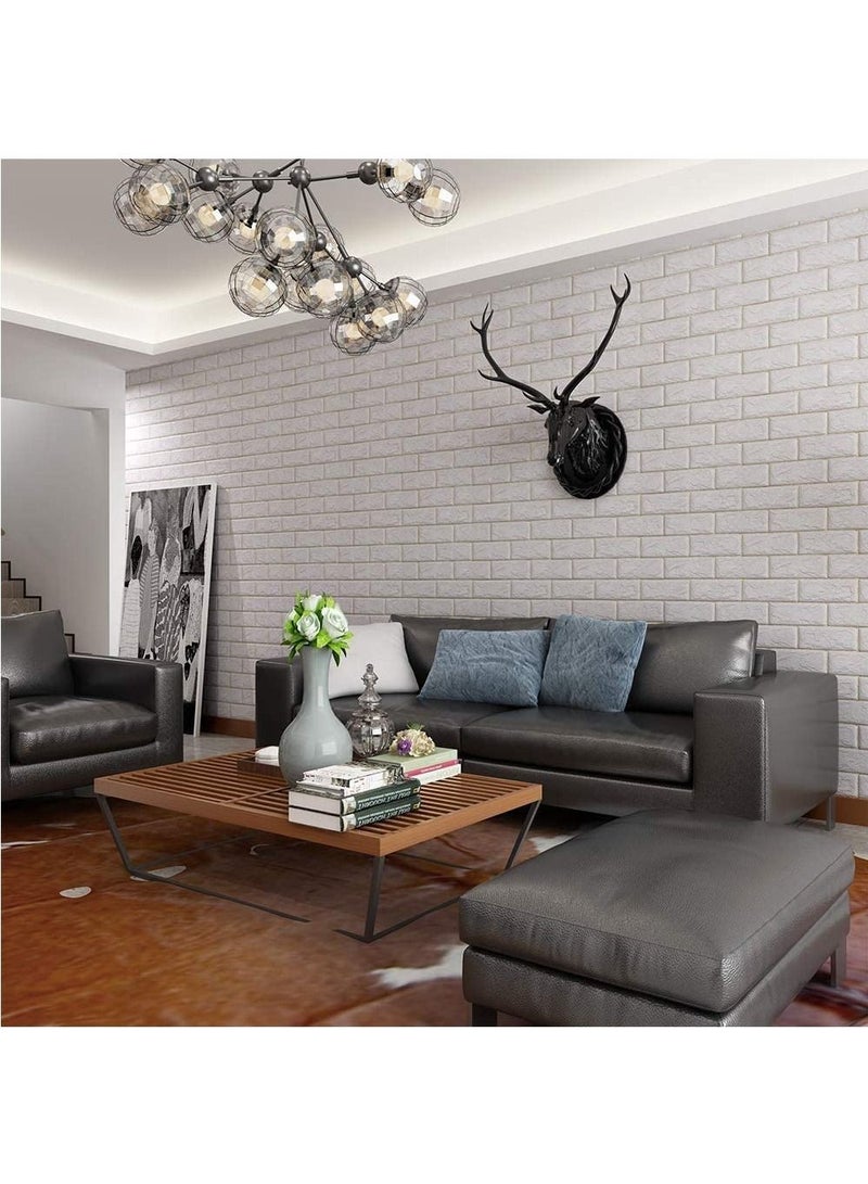 LINGWEI 3D Wall Sticker Self Adhesive Wall Panels Waterproof PE Foam White Wallpaper for Living Room TV Wall and Home Decor 5pcs - Image 3