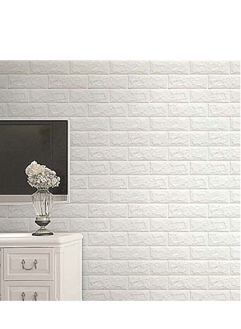 LINGWEI 3D Wall Sticker Self Adhesive Wall Panels Waterproof PE Foam White Wallpaper for Living Room TV Wall and Home Decor 5pcs - Image 4