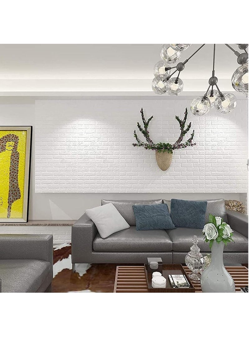 LINGWEI 3D Wall Sticker Self Adhesive Wall Panels Waterproof PE Foam White Wallpaper for Living Room TV Wall and Home Decor 5pcs - Image 2