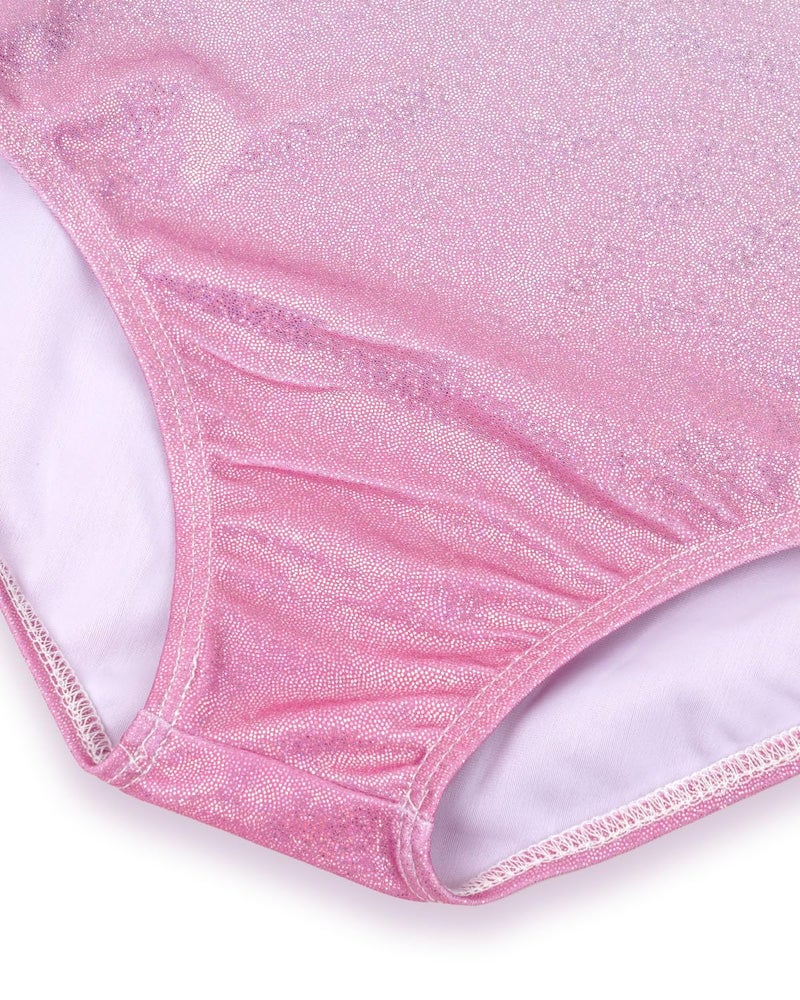 Gogokids Gymnastics Leotards for Girls Sparkly Rhinestone Dance Unitards Biketards with Shorts Activewear, Pink Gradient, 6-7 Years - Image 4