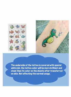 SYOSI Ocean Theme Temporary Tattoos, Fake Tattoos Stickers With Mermaid Shark Tropical Fish Whale, Beach Pool Under Sea Decorations Birthday Party Supplies Favors for Boys and Girls, 12 Sheets  - Image 2
