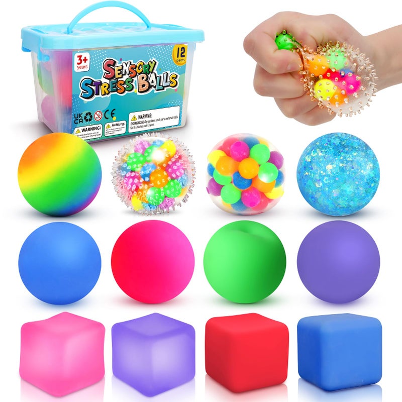 Lemostaar Stress Balls Fidget Sensory Toys 12 Pack Squishy Stress Balls for Kids 312 Hand Therapy Sensory Ball with Anxiety Pressure Relief Squeeze Stress Toys Bulk Classroom Prize Gift for Student - Image 3