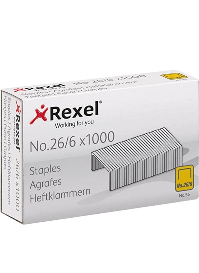 Rexel Rexel Staples 1 Packet 20 x 1000 NO 56 26/6  - Image 1