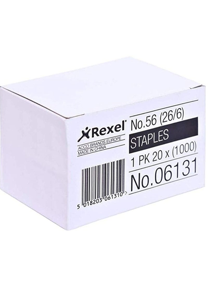 Rexel Rexel Staples 1 Packet 20 x 1000 NO 56 26/6  - Image 2