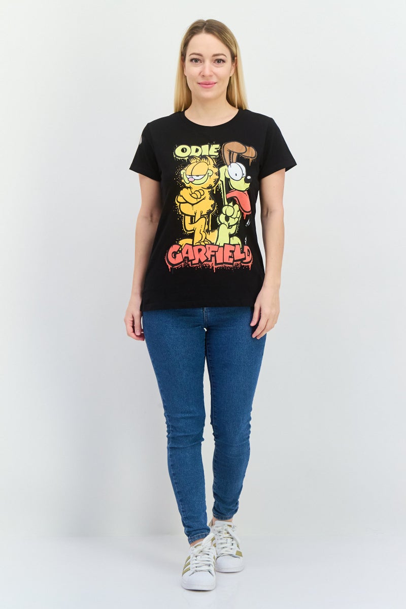 nickelodeon Women Round Neck Short Sleeve Graphic T Shirt, Black - Image 4