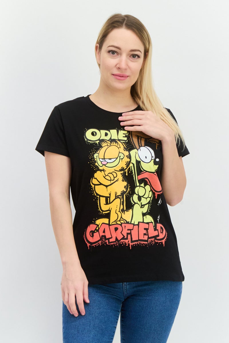 nickelodeon Women Round Neck Short Sleeve Graphic T Shirt, Black - Image 1