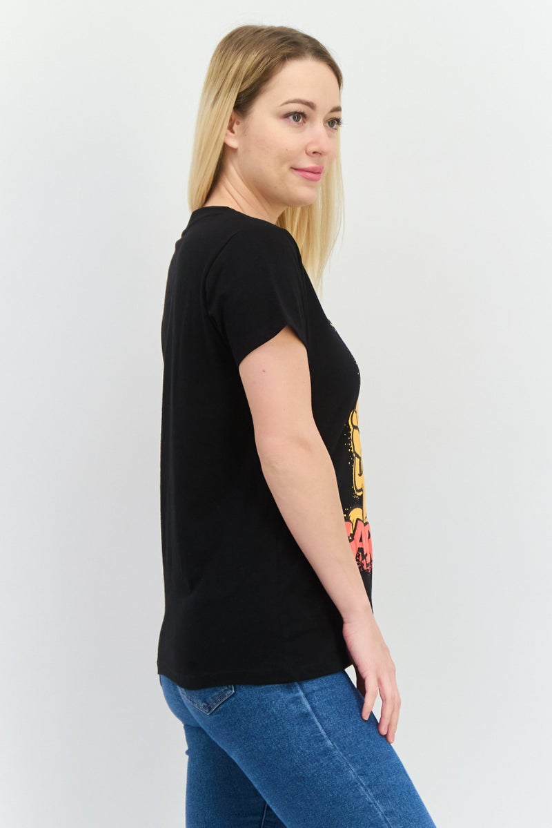 nickelodeon Women Round Neck Short Sleeve Graphic T Shirt, Black - Image 2