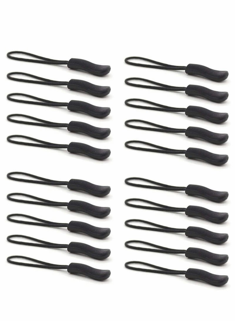 SYOSI Zipper Pull Head, Durable Zipper Replacement Zipper Label Extension Holder Suitable For Luggage, Backpacks, Jackets, Wallets, Handbags (20 Pieces In Black)  - Image 1
