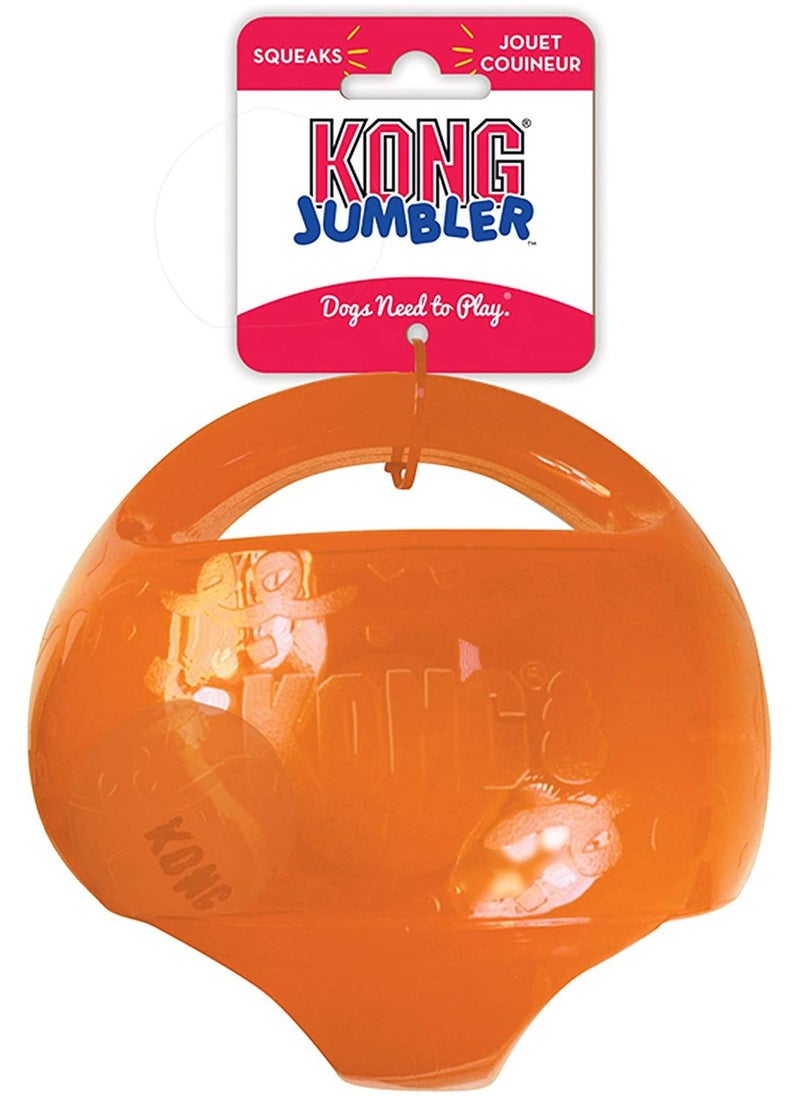 (Medium/Large) - KONG - Jumbler - Interactive Fetch Dog Toy with Handle (Assorted Colours)…