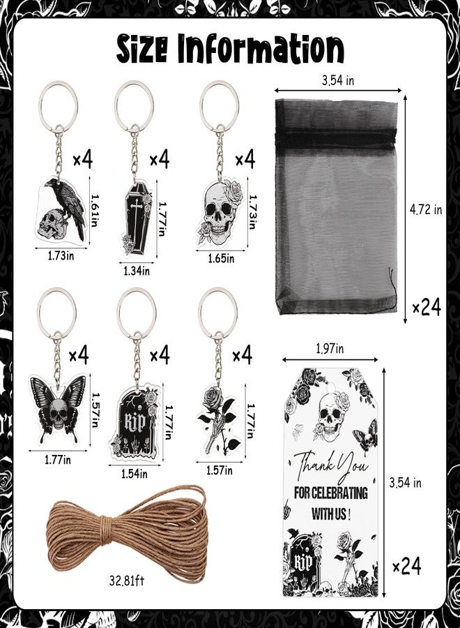 Serencatcher Gothic Theme Party Favors 72pcs Gothic Party Favors Keychains Thank You Tags Organza Bags for Death to My 20s 30s Birthday Gothic Wedding Bridal Shower Bachelorette Party Supplies - Image 2
