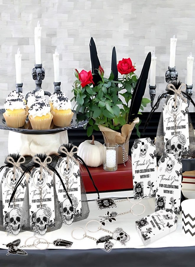 Serencatcher Gothic Theme Party Favors 72pcs Gothic Party Favors Keychains Thank You Tags Organza Bags for Death to My 20s 30s Birthday Gothic Wedding Bridal Shower Bachelorette Party Supplies - Image 4