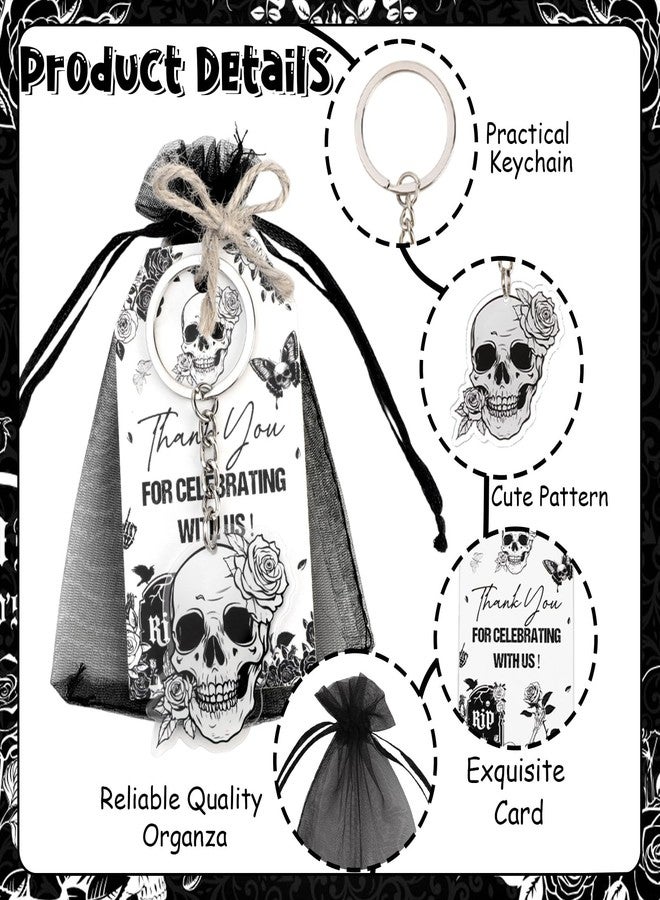 Serencatcher Gothic Theme Party Favors 72pcs Gothic Party Favors Keychains Thank You Tags Organza Bags for Death to My 20s 30s Birthday Gothic Wedding Bridal Shower Bachelorette Party Supplies - Image 3