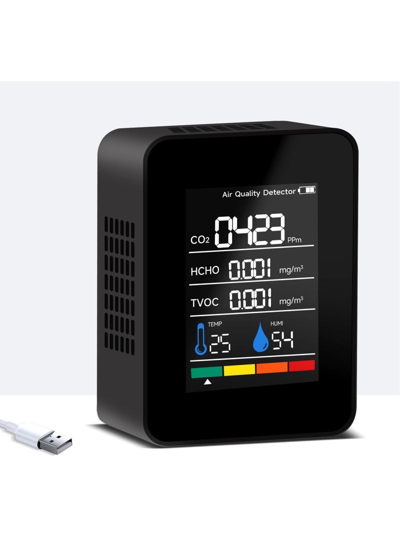 Generic 5-in-1 Air Quality Tester, Air Quality Monitor Indoor, Portable CO2 Monitor, Air Quality Monitor for CO2, TVOC, HCHO, Humidity & Temperature, for Home, Office, School, Hotel, Car  - Image 1
