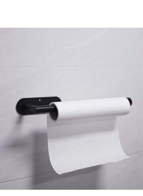 Paper Towel Holder Self Adhesive or Drilling Paper Towel Holder Under Cabinet, Stainless Steel Black and Silver Paper Towel Holder Wall Mount for Kitchen Bathroom Sink Pantry