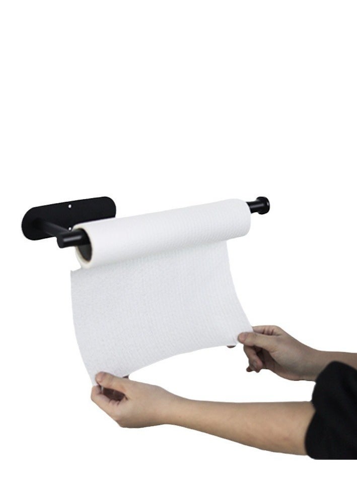 Generic - Paper Towel Holder Self Adhesive or Drilling Paper Towel Holder Under Cabinet, Stainless Steel Black and Silver Paper Towel Holder Wall Mount for Kitchen Bathroom Sink Pantry - Image 1