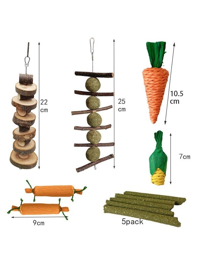 general Rabbit molar teeth gnawing toy set hamster toy cane ball loofah grass ball grass cake apple wood gnawing string combination - Image 2