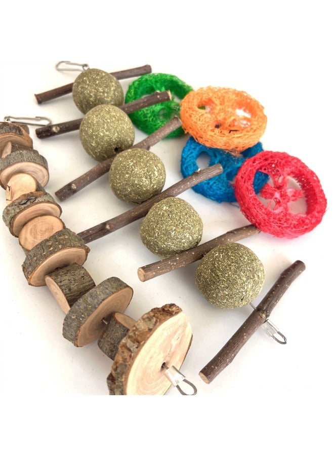 general Rabbit molar teeth gnawing toy set hamster toy cane ball loofah grass ball grass cake apple wood gnawing string combination - Image 3