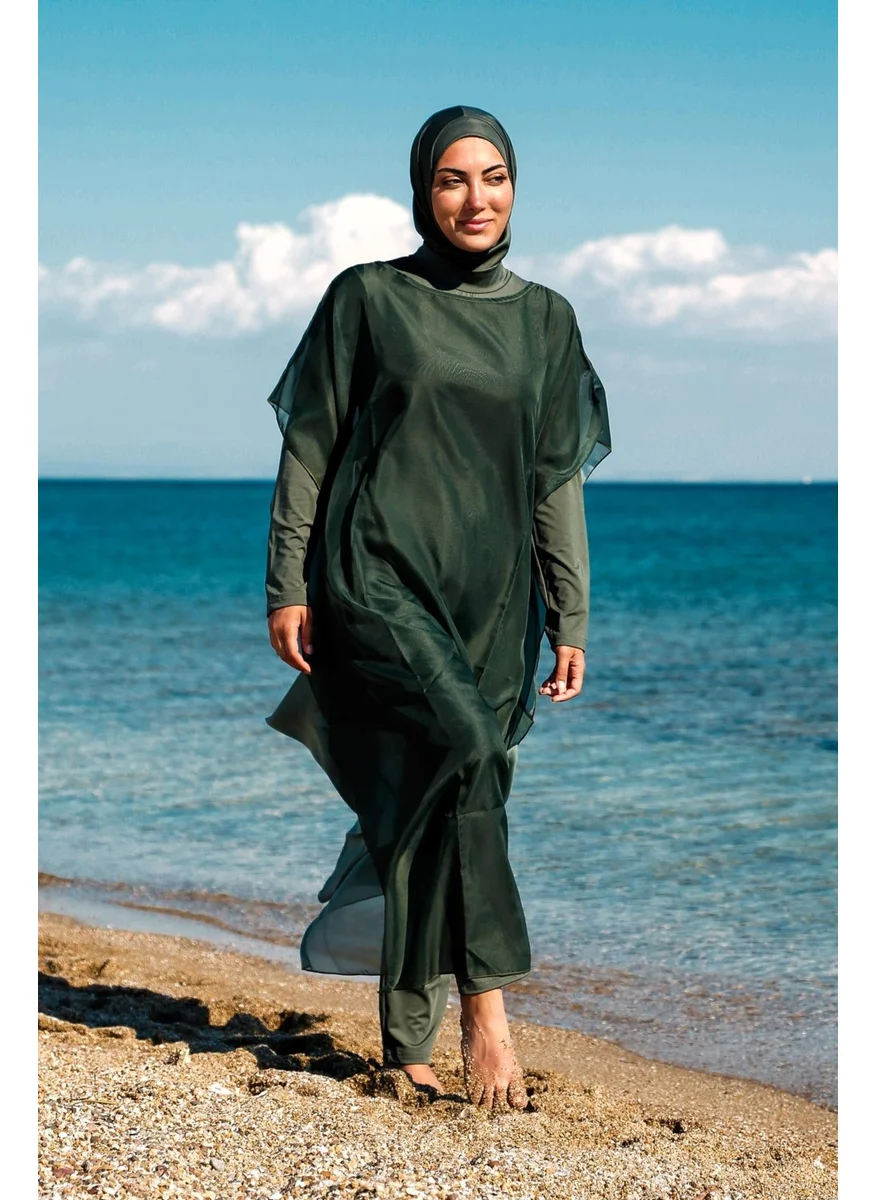 Marina Modest Swimsuit Kaftan Kimono Pareo P2202-KHAKI