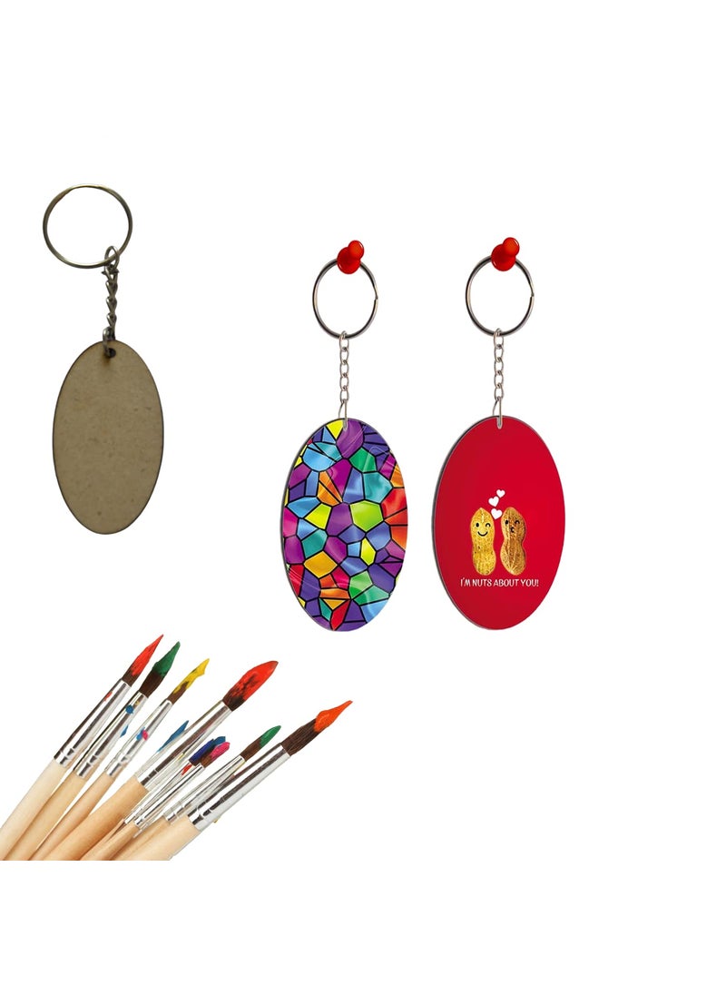 Generic Ecomology Pack of 40 20Square 20Oval 2 Shape Key Chains with Ring 50 x 50 mm It is Suitable for Craft Activities Mandala Art MDF Board Decoupage Gifr for Friends  - Image 3