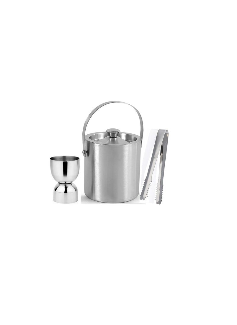 FINALITY finality Stainless Steel Double Walled Insulated Ice Bucket with Lid Tong U peg Measure Home Bar Accessories1 LTR  - Image 1