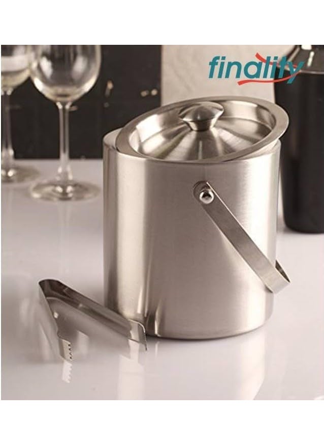FINALITY finality Stainless Steel Double Walled Insulated Ice Bucket with Lid Tong U peg Measure Home Bar Accessories1 LTR  - Image 5