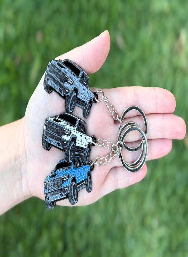 FOUR WHEEL BEAST Dodge RAM Keychain 1500 Accessories - Officially Licensed - Ram 2500 Toy Truck Key Chain Mods 2022 2023 2024, White, 2" x 1.3" - Image 3