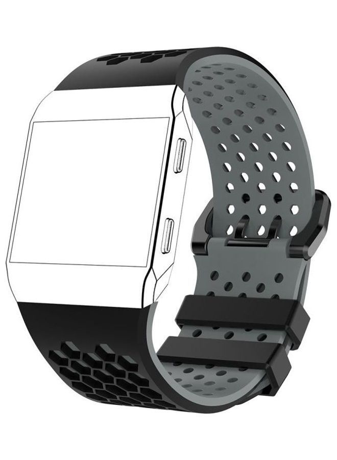 NIBEMINENT Silicone Replacement Wrist Strap Watchband with Buckle For Fitbit Ionic Black - Image 4