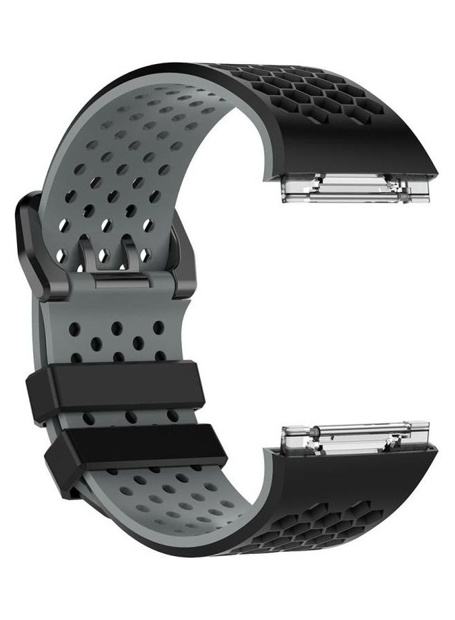 NIBEMINENT Silicone Replacement Wrist Strap Watchband with Buckle For Fitbit Ionic Black - Image 2