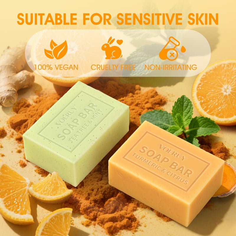 VOERUY Underarm Detox Soap - 2 Pcs with Turmeric & Citrus, Tea Tree & Mint, Dark Spot Armpit Remover for Women and Men, Eliminating Odor, Natural Exfoliating Bar Soap for Armpit & Whole Body - 10 oz (280g) - Image 5
