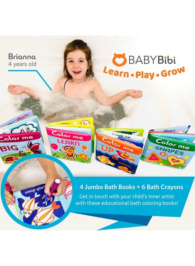 BabyBibi Color Me Bath Books Plus Crayons - Set of 4 Different Books - Includes 6 Washable Bath Crayons - Learn and Play Including Opposites and Shapes - Suitable for 2+ - Image 4