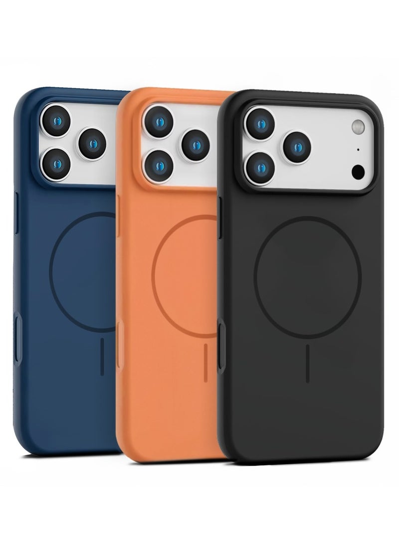 O Ozone (Pack of 3) Magnetic Silicone Case For iPhone 17 Pro Max |Compatible with MagSafe | Liquid Silicone Material Anti-Scratch Microfiber Lining Phone Cover with Camera Lens Protection - Multicolor - Image 1