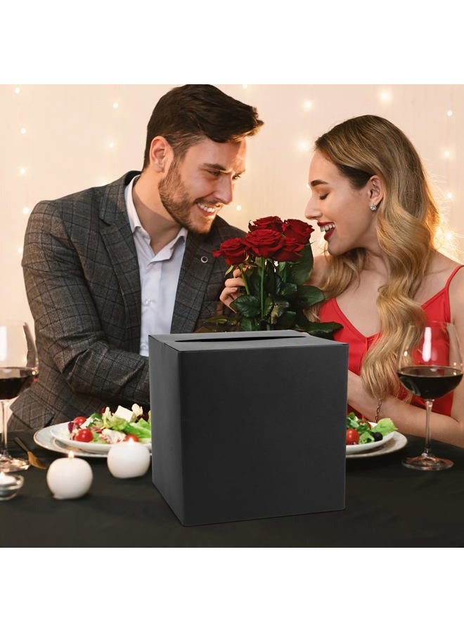 Hxezoc Black Card Box Wedding Favors Post Box Cardboard Receiving Money Box Holder for Wedding Reception, Baby Showers, Anniversary, Birthday Party, Graduation Table Centerpiece Decorations - Image 4