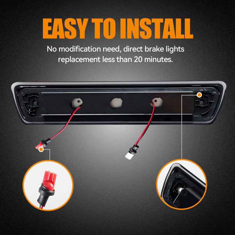 Cxdar Third 3rd Brake Light, LED High Mount Stop Light for 2009-2014 Ford F150, 10-14 Lincoln Mark LT, Rear Center Cab Roof Tail Cargo Lamp, DOES NOT FIT SVT Raptor & Models with Hill Descent Control - Image 4