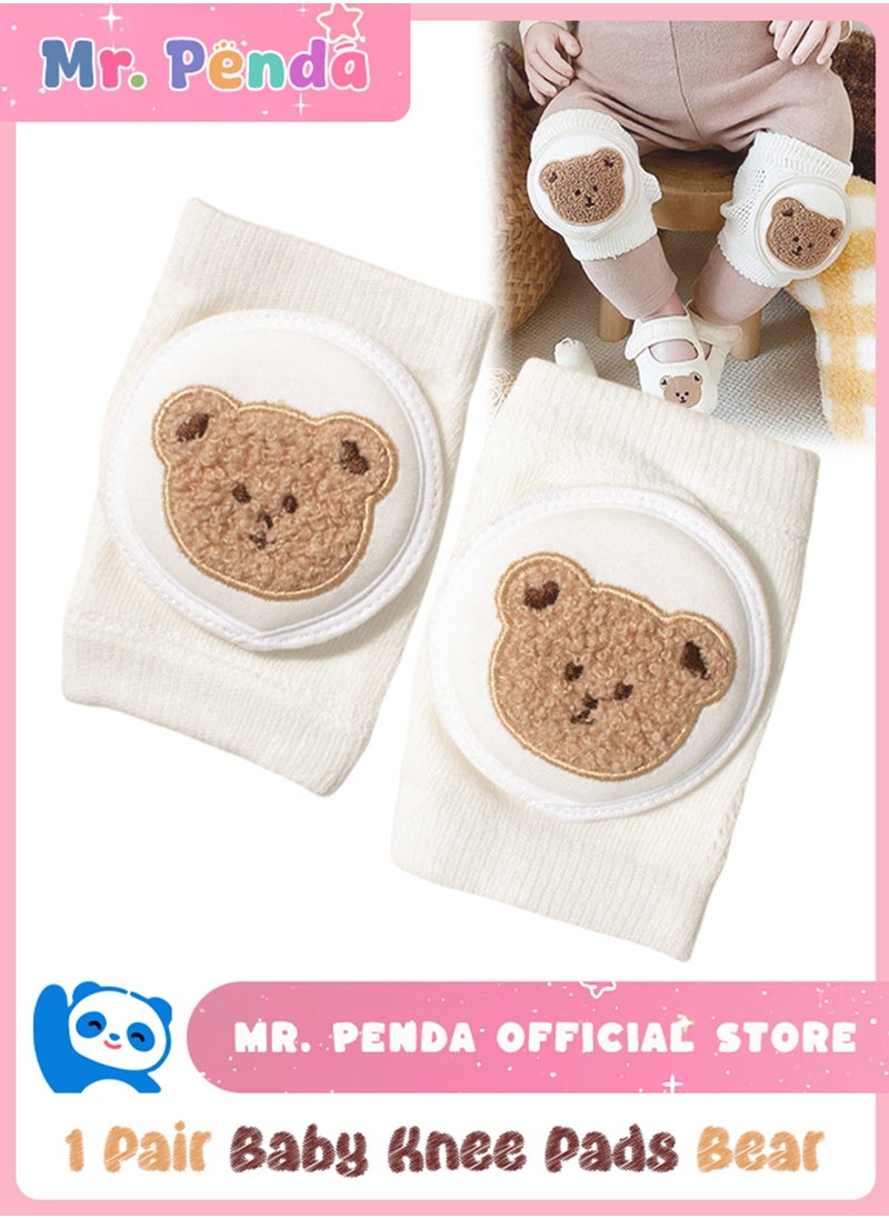 Mr. Penda 1 Pairs Baby Knee Pads for Crawling, Breathable Summer Baby Crawling Knee Pads, Anti Slip Adjustable Knee Pads, High Elastic Soft Baby Knee Protectors, Leg Warmers for Baby Toddler Girls Boys (Cute Bear)  - Image 1